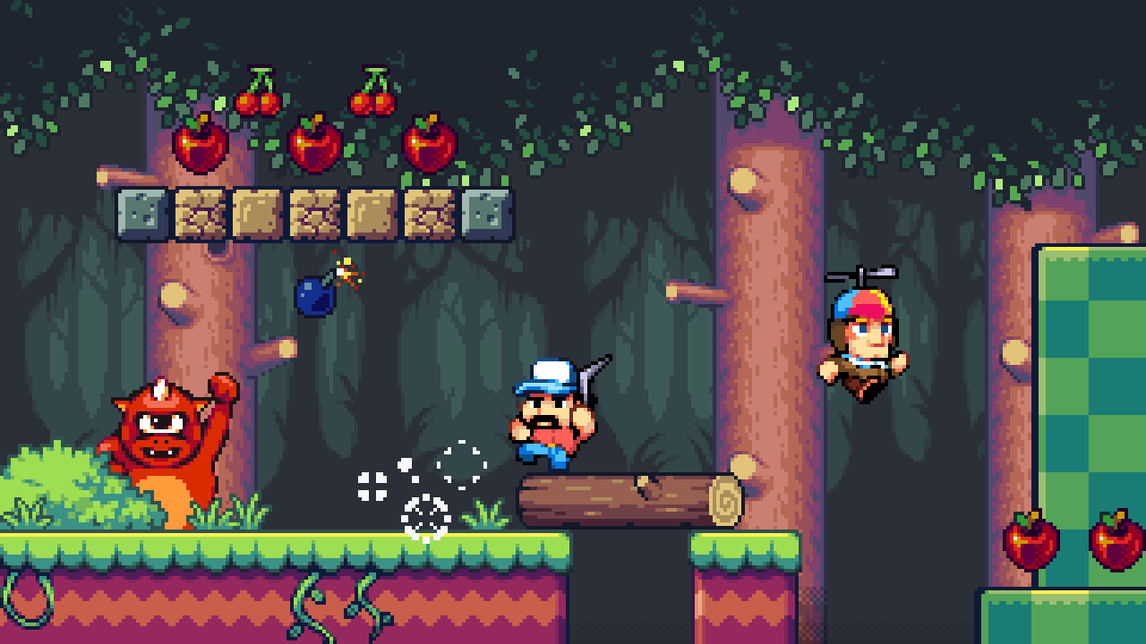 Players can combine two powerups by both wearing a hat and wielding an item in their hand.